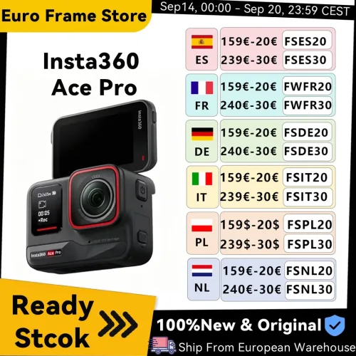 INSTA360, EU-Lagerbestand Insta360 Ace Pro Action-Kamera mit Leica 1/1.3 " Sensor, 2,4 " Flip-Touchdisplay, 8K HDR, magnetischer Halterung, Schutzgehäuse Ace Pro