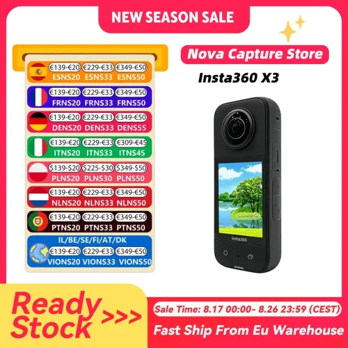 INSTA360, Insta360 X3 ? robuste Action-Kamera mit 1/2-Zoll-48MP-Sensoren, 5.7K Active HDR-Video, 72MP-Foto, 4K-Einzelobjektiv Insta360 X3 Kamera