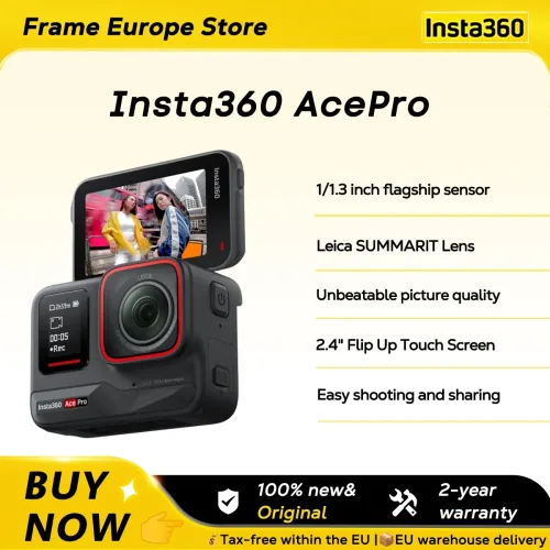 INSTA360, EU-Lagerbestand Insta360 Ace Pro Action-Kamera mit Leica 1/1.3 " Sensor, 2,4 " Flip-Touchdisplay, 8K HDR, magnetischer Halterung, Schutzgehäuse Ace Pro