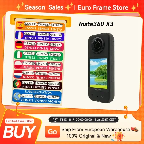 INSTA360, Insta360 X3 ? robuste Action-Kamera mit 1/2-Zoll-48MP-Sensoren, 5.7K Active HDR-Video, 72MP-Foto, 4K-Einzelobjektiv Insta360 X3 Kamera