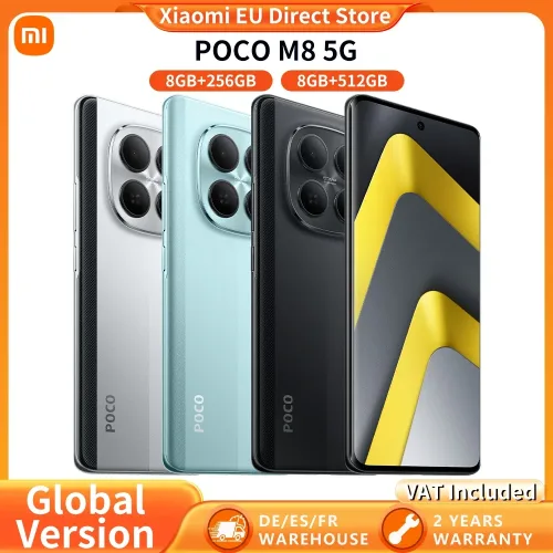 Xiaomi, POCO M8 5G Smartphone Global Version 6.77 Inch HD 120Hz Screen Octa-Core Processor 5520mAh Battery 45W Fast Charging 50MP AI