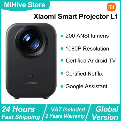 Xiaomi, Xiaomi Smart Projektor L1, 200 ISO-Lumen, Google TV, 1080p physische Auflösung, automatische Keystone-Korrektur und Autofokus, Dolby-Audio