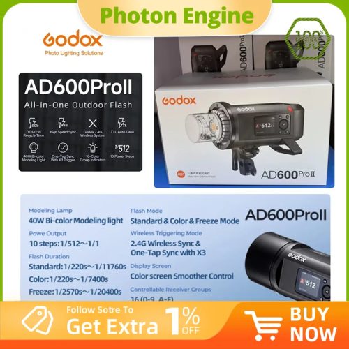 Godox, Godox Wireless All-in-One Outdoor-Blitzgerät 600 W AD600Pro II TTL mit Hochgeschwindigkeitssynchronisation, kompatibel mit Canon, Nikon, Sony, Olympus