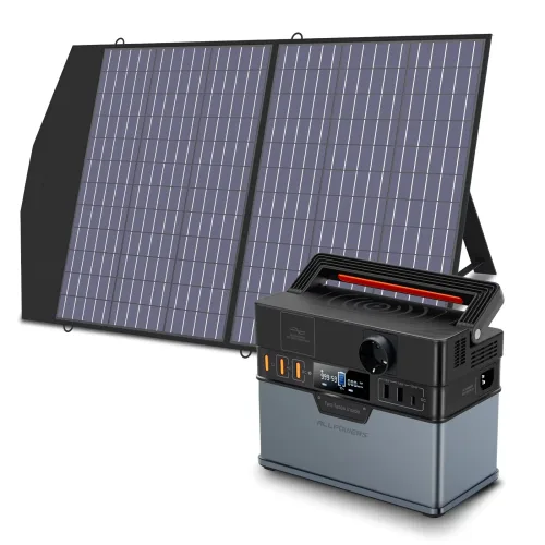 ALLPOWERS S300 PLUS 300 W tragbares Solarkraftwerk und 60 W/100 W faltbares Solarpanel für Ausflüge, Notfall, Camping, Angeln, Wohnmobil