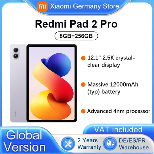 Xiaomi, Global Version Xiaomi Redmi Pad 2 Pro Wifi 8+256GB 12.1 Inch 2.5K Crystal-clear Certified Eye-care Display Quad Speakers Massive 12000mAh (typ) Battery Tablet PC