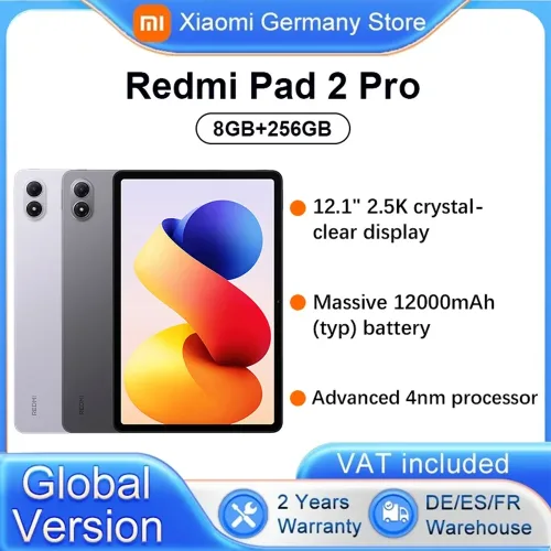 Xiaomi, Global Version Xiaomi Redmi Pad 2 Pro Wifi 8+256GB 12.1 Inch 2.5K Crystal-clear Certified Eye-care Display Quad Speakers Massive 12000mAh (typ) Battery Tablet PC
