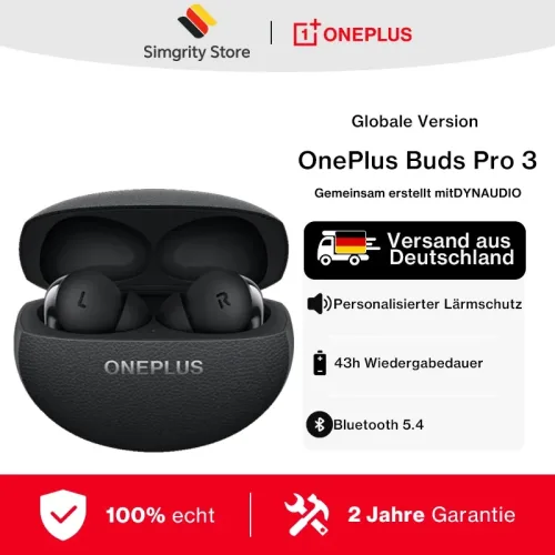 OnePlus, Globale Version OnePlus Buds Pro 3 Kopfhörer mit bis zu 50dB Geräuschunterdrückung, Spatial Audio mit Head-Tracking und Hi-Resolution Audio