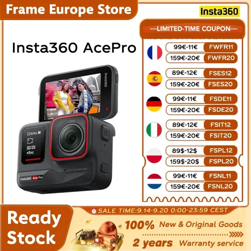 INSTA360, EU-Lagerbestand Insta360 Ace Pro Action-Kamera mit Leica 1/1.3 " Sensor, 2,4 " Flip-Touchdisplay, 8K HDR, magnetischer Halterung, Schutzgehäuse Ace Pro