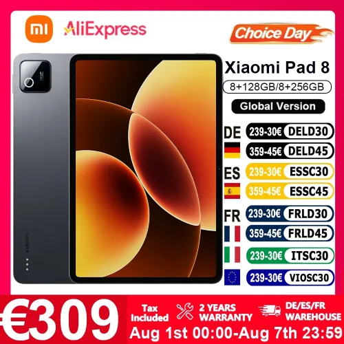 Xiaomi, Globale Version Xiaomi Pad 8 11,2 Zoll Snapdragon ®   8s Gen 4 144Hz-Display 9200mAh Typ-C 45W Turbo-Ladung IPv6 Xiaomi HyperOS 3