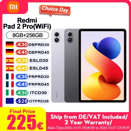 Global Version Xiaomi Redmi Pad 2 Pro Wifi 8+256GB 12.1 Inch 2.5K Crystal-clear Certified Eye-care Display Quad Speakers Massive 12000mAh (typ) Battery Tablet PC