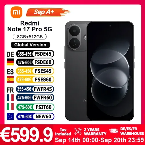 Xiaomi, Global Version Redmi Note 17 Pro 5G  smartphone 5G 6.83? IP66 lP68  8340mAh battery 67W HyperCharge 120Hz refresh rate Powerful Snapdragon 6s Gen 4 Xiaomi HyperOs 3