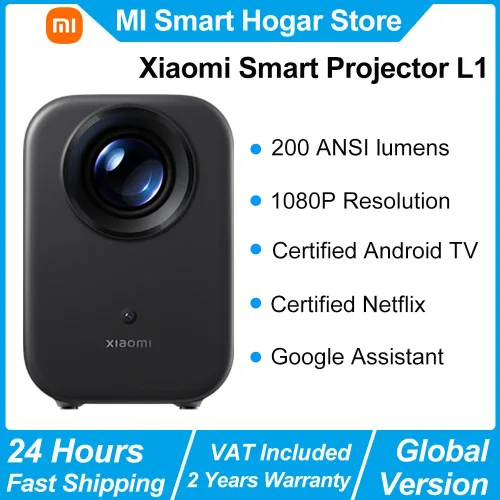 Xiaomi, Xiaomi Smart Projektor L1, 200 ISO-Lumen, Google TV, 1080p physische Auflösung, automatische Keystone-Korrektur und Autofokus, Dolby-Audio