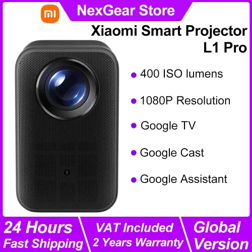 Xiaomi Smart Projektor L1 Pro, 400 ISO Lumen Google TV 1080p Physische Auflösung, Autofokus & Automatische Trapezkorrektur, Dolby Audio