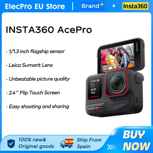 INSTA360, EU-Lagerbestand Insta360 Ace Pro Action-Kamera mit Leica 1/1.3 " Sensor, 2,4 " Flip-Touchdisplay, 8K HDR, magnetischer Halterung, Schutzgehäuse Ace Pro