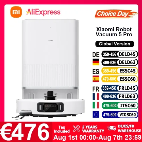 Xiaomi, Globale Version Xiaomi Robot Vacuum 5 Pro (X20+-Upgrade) AI-Kamera-Identifizierung 200 Arten von Hinderniserkennung Heben und niedrigen LDS reinigen und tief in niedrigen Räumen HD-Video Einweganrufe