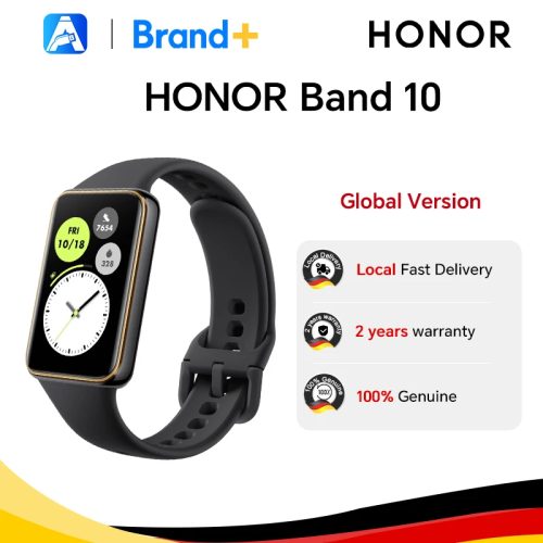 Honor, HONOR Band 10, Globale Version Smart Band, Gebogenes Kantendesign, Morgen-Gesundheitsfunktion, 1,57 Zoll AMOLED-Bildschirm, 5ATM Wasserdichtigkeit, BT5.3