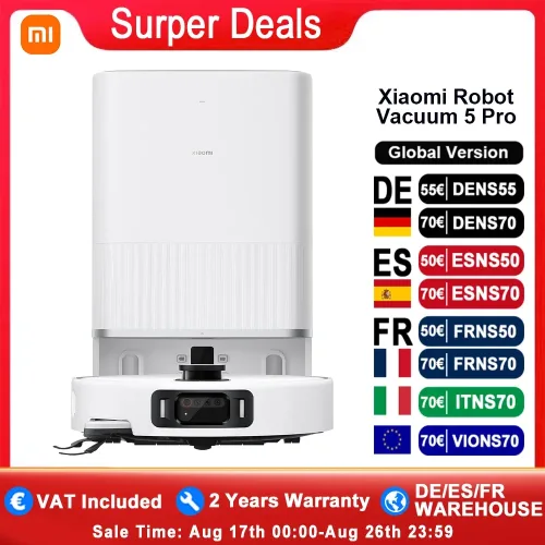 Xiaomi, Globale Version Xiaomi Robot Vacuum 5 Pro (X20+-Upgrade) AI-Kamera-Identifizierung 200 Arten von Hinderniserkennung Heben und niedrigen LDS reinigen und tief in niedrigen Räumen HD-Video Einweganrufe