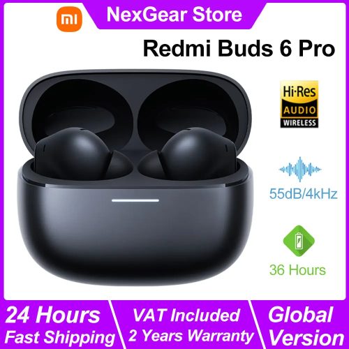 Xiaomi Redmi Buds 6 Pro Bluetooth-Kopfhörer, Kopfhörer mit aktiver Geräuschunterdrückung, hochauflösendes Audio mit LDAC, kabelloser BT5.3-Kopfhörer