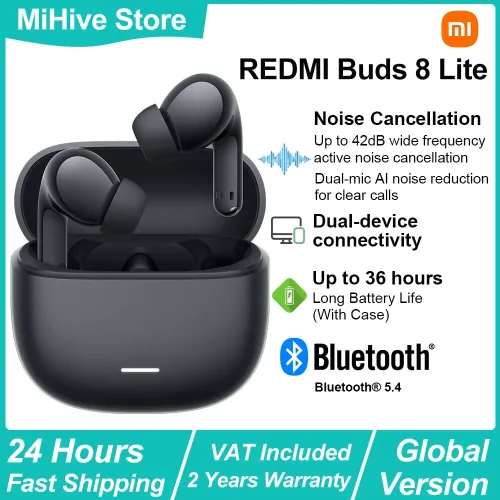 Xiaomi, Xiaomi REDMI Buds 8 Lite Kabellose Bluetooth-Kopfhörer, bis zu 42dB aktive Geräuschunterdrückung, lange Akkulaufzeit von 36 Stunden, BT5.4