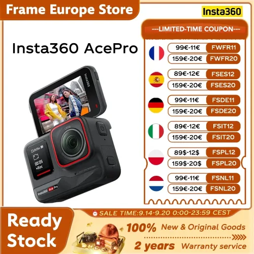 INSTA360, EU-Lagerbestand Insta360 Ace Pro Action-Kamera mit Leica 1/1.3 " Sensor, 2,4 " Flip-Touchdisplay, 8K HDR, magnetischer Halterung, Schutzgehäuse Ace Pro