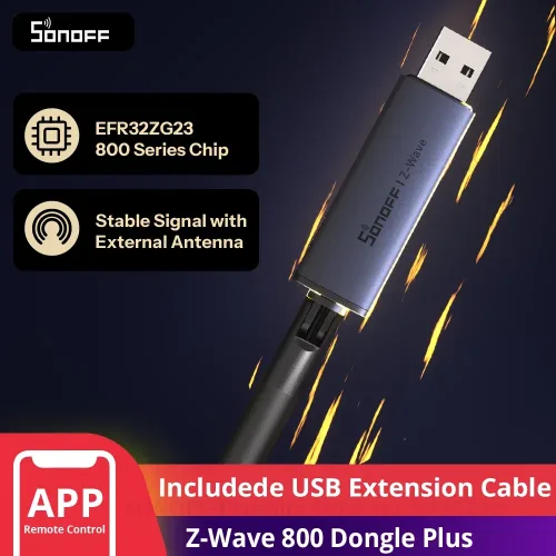 SONOFF, SONOFF Dongle-PZG23 Z-Wave 800 USB Stick ? Controller mit externer Antenne Long Range hohe Reichweite S2 Sicherheit störungsarm