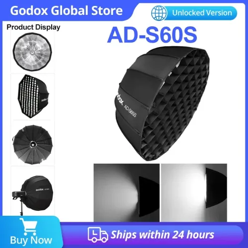 Godox, Godox AD-S60S 60 cm silberne, tiefe Parabol-Softbox mit Wabengitter, Godox-Montage-Softbox für AD300PRO AD400PRO ML60