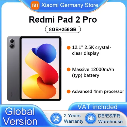 Xiaomi, Global Version Xiaomi Redmi Pad 2 Pro Wifi 8+256GB 12.1 Inch 2.5K Crystal-clear Certified Eye-care Display Quad Speakers Massive 12000mAh (typ) Battery Tablet PC