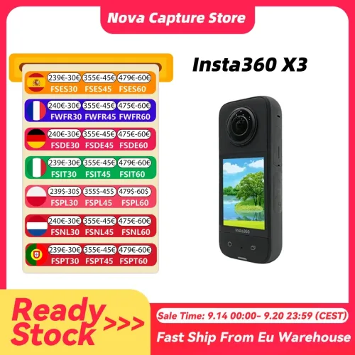 INSTA360, Insta360 X3 ? robuste Action-Kamera mit 1/2-Zoll-48MP-Sensoren, 5.7K Active HDR-Video, 72MP-Foto, 4K-Einzelobjektiv Insta360 X3 Kamera