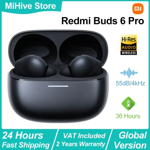 Xiaomi, Xiaomi Redmi Buds 6 Pro Bluetooth-Kopfhörer, Kopfhörer mit aktiver Geräuschunterdrückung, hochauflösendes Audio mit LDAC, kabelloser BT5.3-Kopfhörer