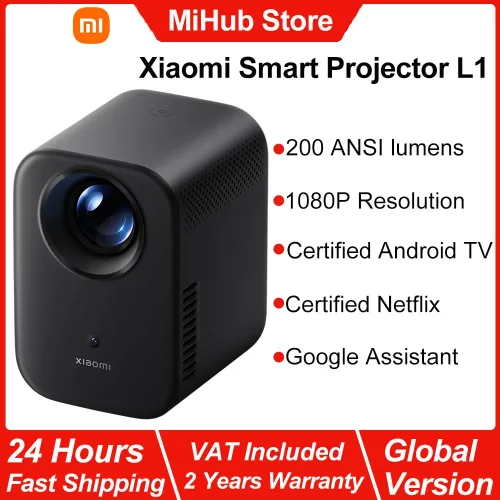 Xiaomi, Xiaomi Smart Projektor L1, 200 ISO-Lumen, Google TV, 1080p physische Auflösung, automatische Keystone-Korrektur und Autofokus, Dolby-Audio
