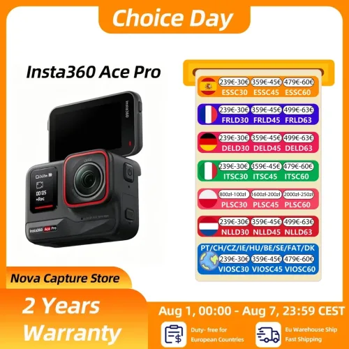 INSTA360, EU-Lagerbestand Insta360 Ace Pro Action-Kamera mit Leica 1/1.3 " Sensor, 2,4 " Flip-Touchdisplay, 8K HDR, magnetischer Halterung, Schutzgehäuse Ace Pro