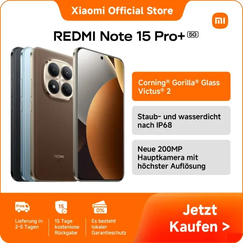 Redmi, Xiaomi Redmi Note 15 Pro Plus 5G 8GB 256GB 12GB 512GB NFC Smartphone 6500mAh Akku 100W Hyper Charge 200MP Kamera