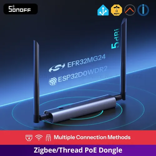 SONOFF, SONOFF Dongle-M Dongle Max Zigbee & Thread Gateway mit PoE ? High-Performance Chipsatz, Dual-Antenne, Ethernet, USB Anschluss