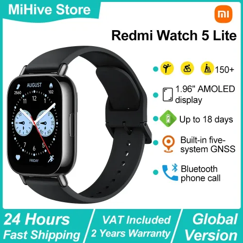 Xiaomi, Xiaomi Redmi Watch 5 Lite Smartwatch, 1,96 Zoll AMOLED-Display, ganztägige Blutsauerstoff- und Herzfrequenzüberwachung, Bluetooth-Telefonanrufe Smartwatch