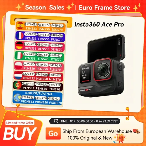 INSTA360, EU-Lagerbestand Insta360 Ace Pro Action-Kamera mit Leica 1/1.3 " Sensor, 2,4 " Flip-Touchdisplay, 8K HDR, magnetischer Halterung, Schutzgehäuse Ace Pro