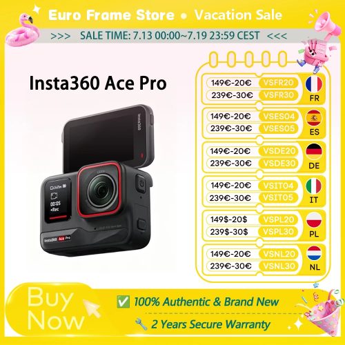 INSTA360, EU-Lagerbestand Insta360 Ace Pro Action-Kamera mit Leica 1/1.3 " Sensor, 2,4 " Flip-Touchdisplay, 8K HDR, magnetischer Halterung, Schutzgehäuse Ace Pro