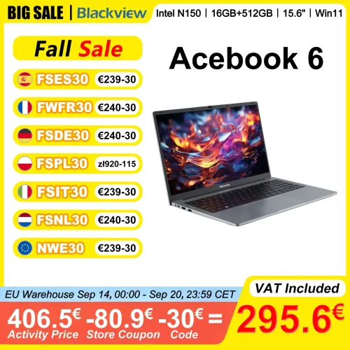 Blackview AceBook 6 Laptop 15,6 Zoll FHD IPS Intel N150 16 GB RAM 512 GB SSD Windows 11 Home 180 °   Flip-Notebook Intel UHD-Grafik