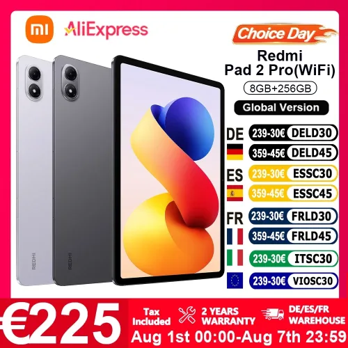 Xiaomi, Globale Version Xiaomi Redmi Pad 2 Pro WLAN 12,1 Zoll Snapdragon ®   7s Gen 4 Mobile Plattform 2,5K Kristallklares Display 120Hz Bildwiederholrate 12000mAh Akku Xiaomi HyperOS Dolby Vision Advanced