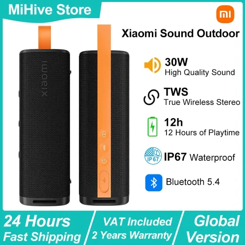 Xiaomi, Neuer Xiaomi Sound Outdoor, 30W Leichter Tragbarer Lautsprecher, TWS Stereo Combo, IP67 BT5.4 Kabelloser Lautsprecher, 12h Lange Akkulaufzeit