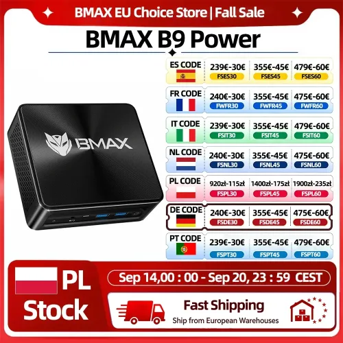 BMAX, BMAX B9 Power Mini-PC Intel Core i9-12900H 14 Kerne Max. 5,0 GHz 24 GB RAM 1 TB SSD WiFi 6 Bluetooth HDMI USB