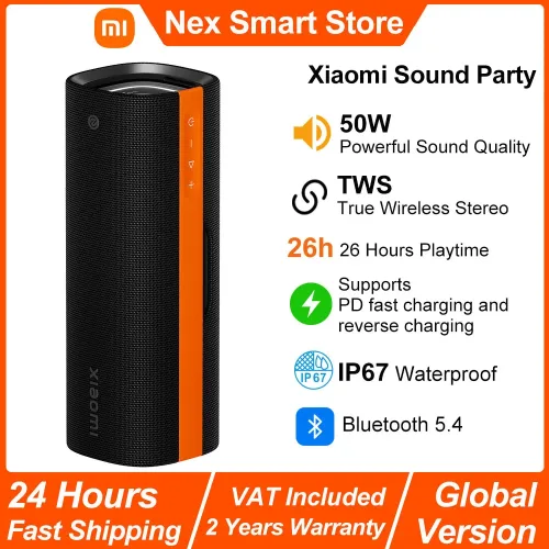 Xiaomi Sound Party, 50 W tragbarer Bluetooth-Lautsprecher, Harman AudioEFX TWS-Modus, 26 Stunden Spielzeit, kabelloser Lautsprecher mit intelligenter Konnektivität