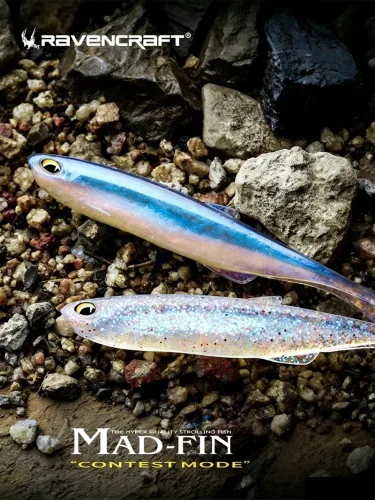 6/7/8 Stück neue Ravencraft ?Mad-Fin? bleifreie Angelgruppe, weicher Köder, sinkender Angelköder, 68/81/94 mm, künstlicher feiner Barschköder
