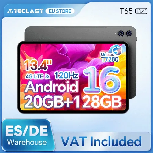 Teclast, Teclast T65 Android-Tablet 16 13,4-Zoll-120-Hz-Bildschirm T7280 Octa-Core Max. 26 GB RAM 128 GB ROM (bis zu 1 TB) 4G LTE 8000 mAh Widevine L1