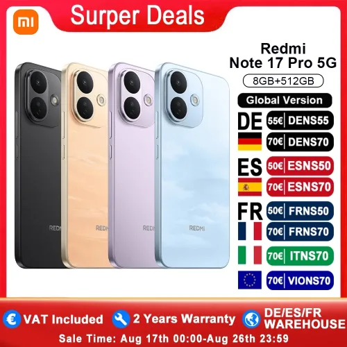Xiaomi, Global Version Redmi Note 17 Pro 5G  smartphone 5G 6.83? IP66 lP68  8340mAh battery 67W HyperCharge 120Hz refresh rate Powerful Snapdragon 6s Gen 4 Xiaomi HyperOs 3