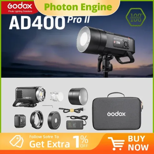 Godox, Godox AD400Pro II TTL Wireless X System Blitzgerät 2.4G 1/8000s HSS Blitz mit integriertem Li-Ion-Akku für Canon Nikon Fuji Kameras