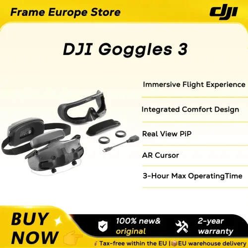 DJI, DJI Goggles 3 FPV-Brille mit Micro-OLED-Bildschirmen für Immersives Flugerlebnis, O4 HD-Videoübertragung, Kabellos, DJI Neu Original