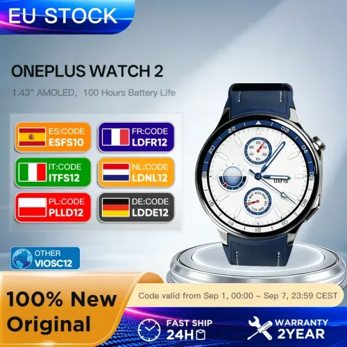 Neue Smartwatch OnePlus Watch 2 1,43'' AMOLED-Bildschirm WLAN GPS IP68 Google Pay