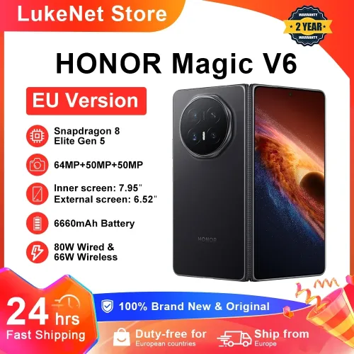 HONOR Magic V6 EU-Version 5G Smartphone Snapdragon 8 Elite Gen5 6660mAh Akku 80W SuperCharge MagicOS 10 7,95