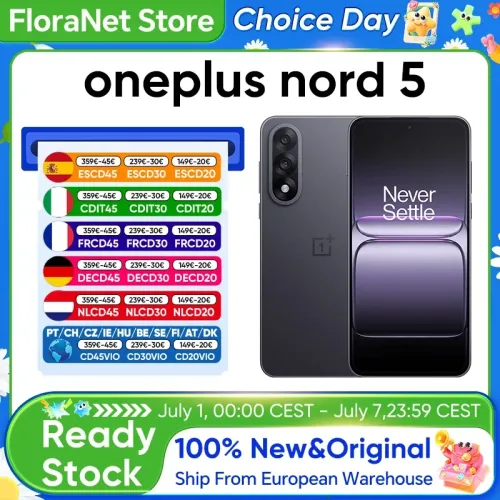 OnePlus Nord 5 Smartphone 5G Snapdragon 8s Gen 3 6,83 Zoll AMOLED-Display 144 Hz 5200 mAh 80W SUPERVOOC-Ladefunktion 50 MP Dual-Kameras