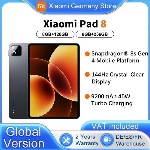 Xiaomi, Globale Version Xiaomi Pad 8 11,2 Zoll Snapdragon ®   8s Gen 4 144Hz-Display 9200mAh Typ-C 45W Turbo-Ladung IPv6 Xiaomi HyperOS 3
